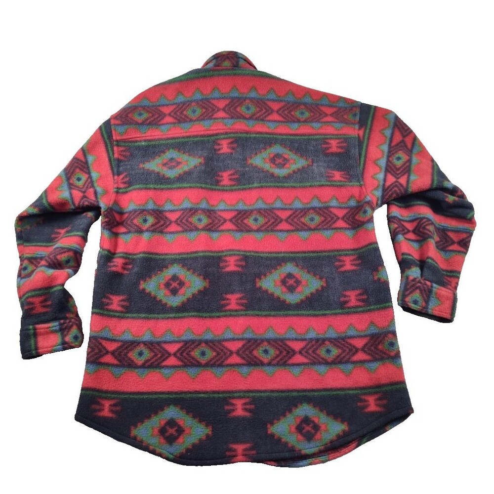 Vintage Bugle Boy Jacket Adult Medium Red Black Southwest Aztec Fleece Snaps 90s